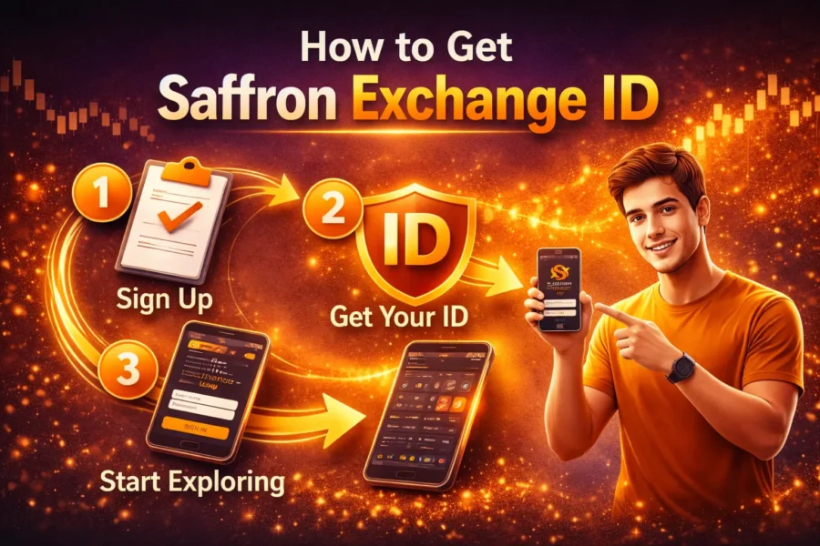 Saffron Exchange ID introduction banner showing platform interface