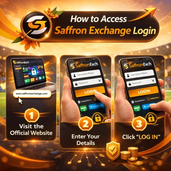 Step by step guide showing how to access SaffronExch Login dashboard
