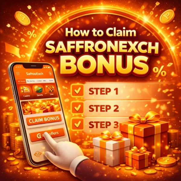 Step by step guide showing how to claim SaffronExch Bonus offers on platform