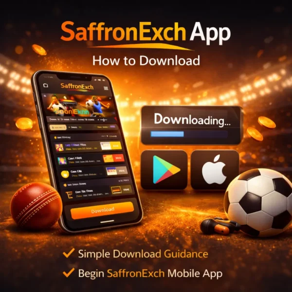 Step by step guide showing how to download SaffronExch App on mobile