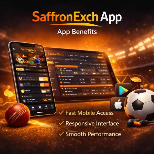 SaffronExch App benefits including fast mobile access responsive dashboard and smooth navigation