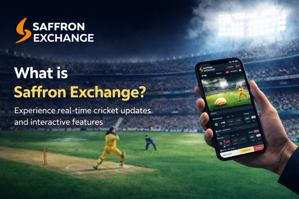 What is Saffron Exchange platform showing live IPL cricket interface